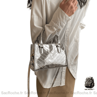 Sac pas cher besace femme - modèle Argenté - Sac Roche ™