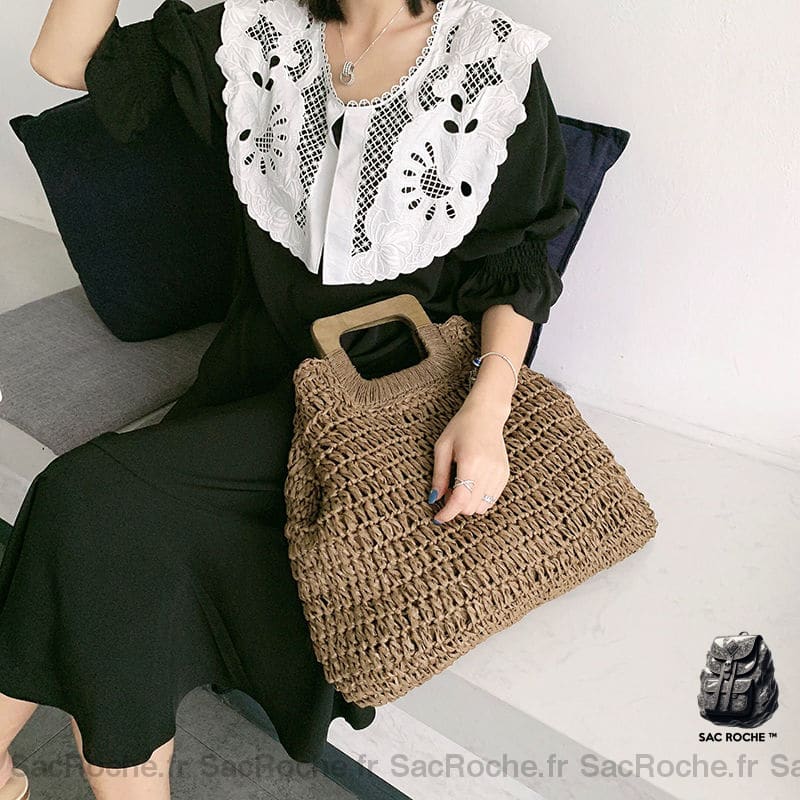 Sac Plage Femme Paille À Dos