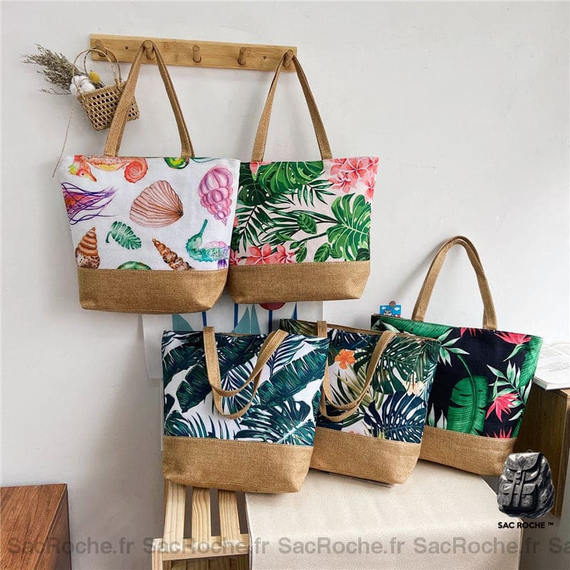 Sac Plage Fleurs Femme Bandoulière À Dos