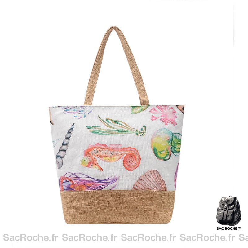 Sac de plage à fleurs bandoulière pour femme avec un fond blanc