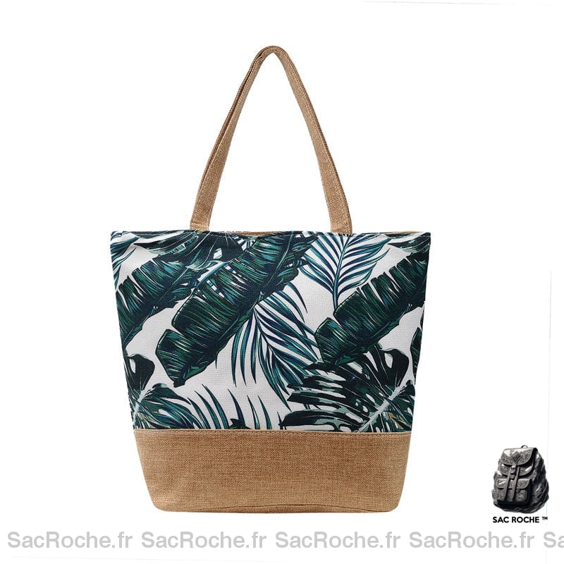 Sac de plage à fleurs bandoulière pour femme marron et feuille vert