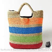 Sac Plage Lin Tissé Artisanal - Grand Format Sac À Main Femme