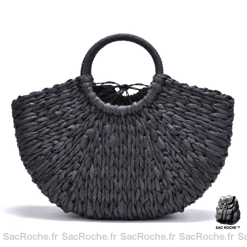 Sac Plage Paille Chic & Tendance Noir Sac À Main Femme