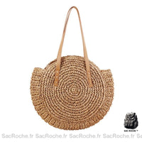 Sac plage paille rond femme - modèle Marron - Sac Roche ™