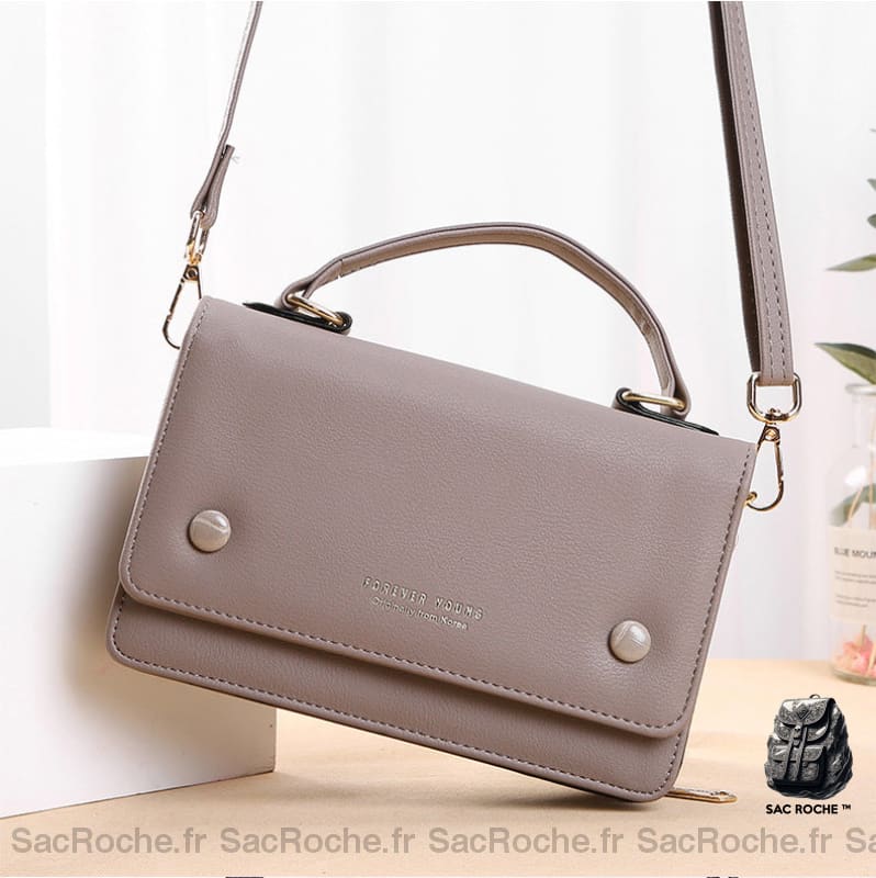 Sac Portefeuille Femme Simili Cuir Gris Pochette Femme