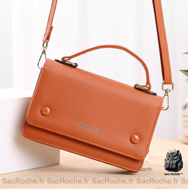 Sac Portefeuille Femme Simili Cuir Marron Pochette Femme