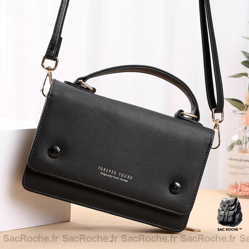 Sac Portefeuille Femme Simili Cuir Noir Pochette Femme