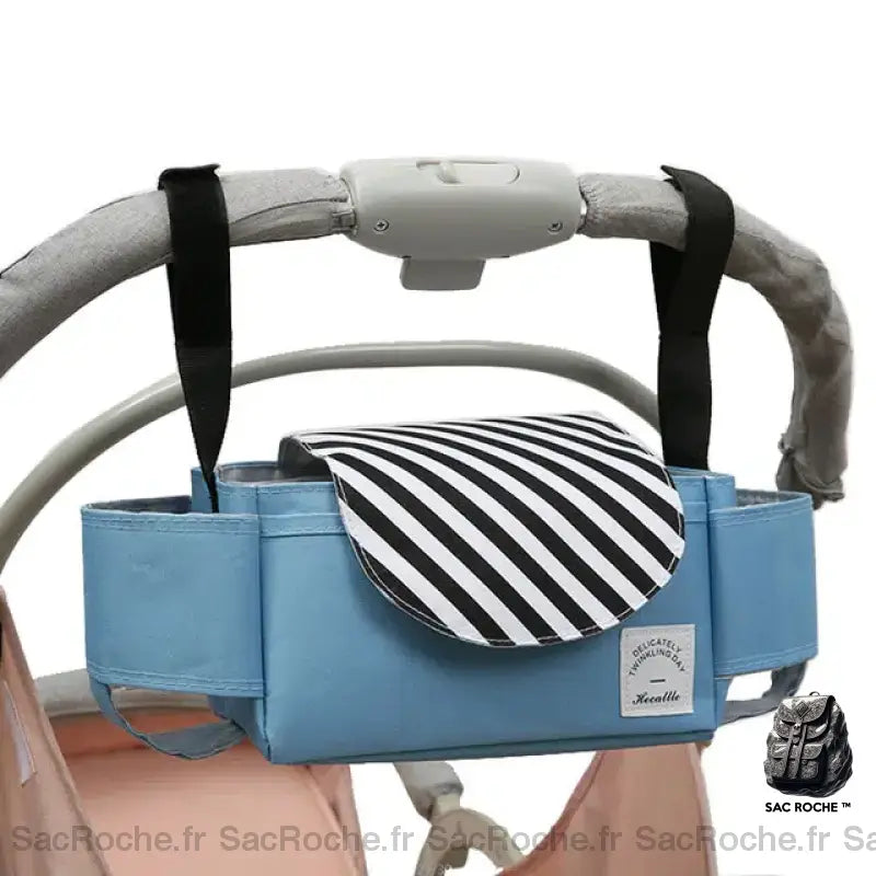 Sac de poussette élégant bleu, noir et blanc