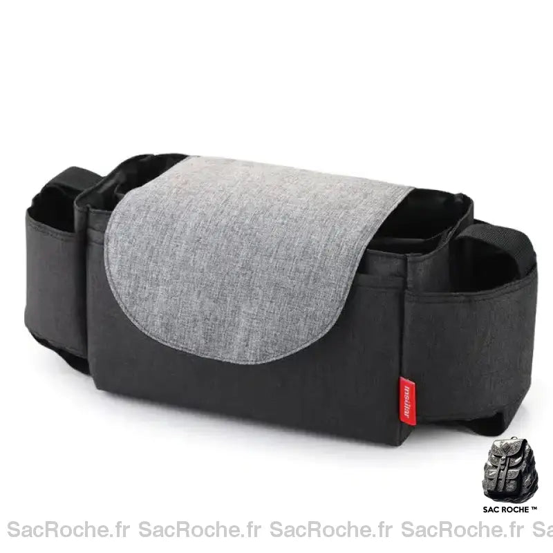 Sac de poussette en polyester bicolore noir et gris