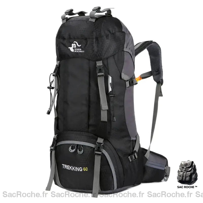Sac Randonnée 60L Trekking Noir Sac À Dos