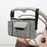 Sac rangement accessoire poussette bébé - modèle Gris - Sac Roche ™