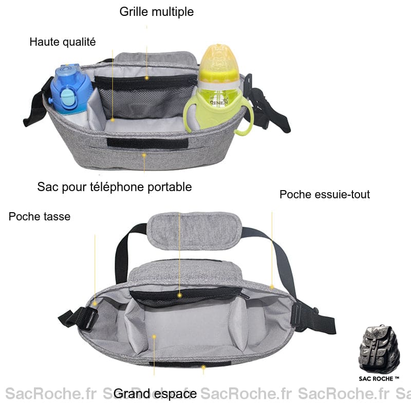 Sac Rangement Poussette Couleur Unie À Dos Bébé