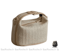 Sac Raphia Femme Main Beige À