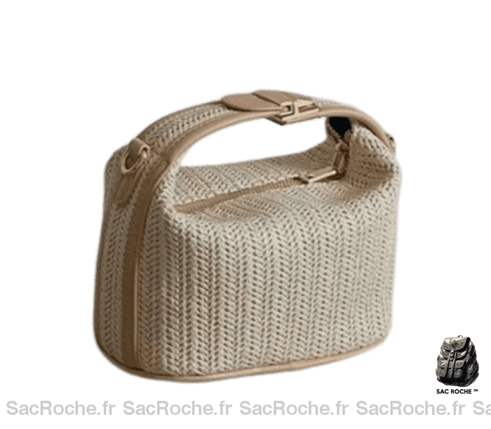 Sac Raphia Femme Main Beige À