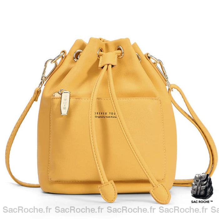 Sac Seau Cuir Élégant Petit Main Jaune Sac À Main Femme