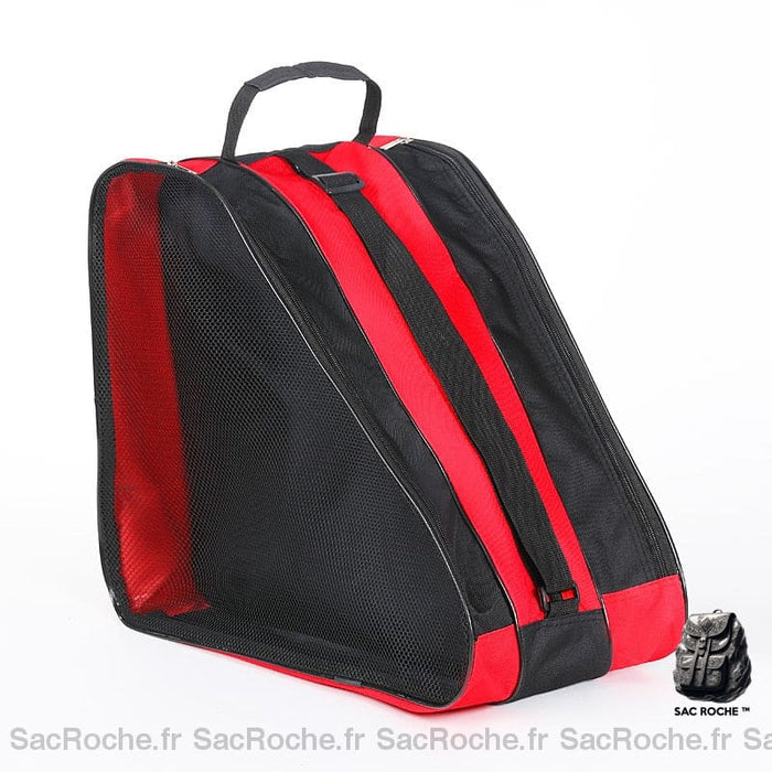Sac pour chaussures de Ski ou snowboard noir et rouge avec un fond blanc