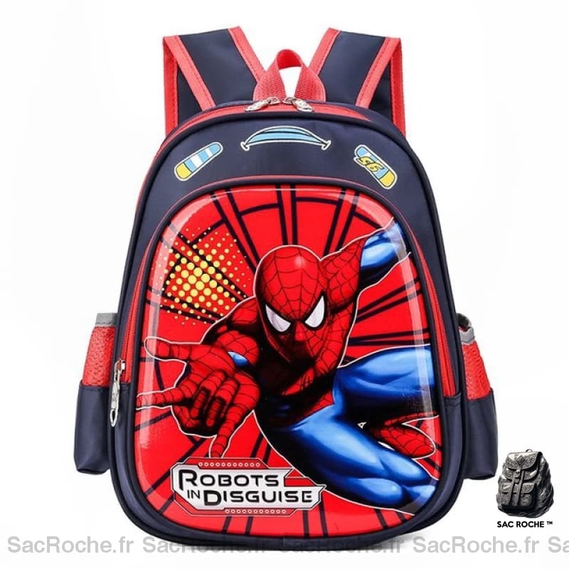 Sac à dos d'école Spider-Man rigolo bleu et rouge avec un fond blanc
