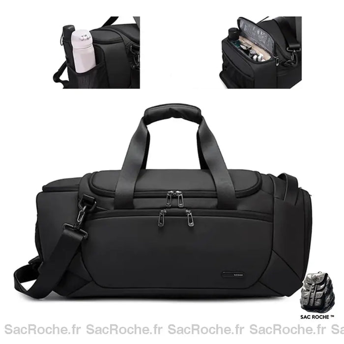 Sac Sport Compartiment Chaussures Noir À Dos