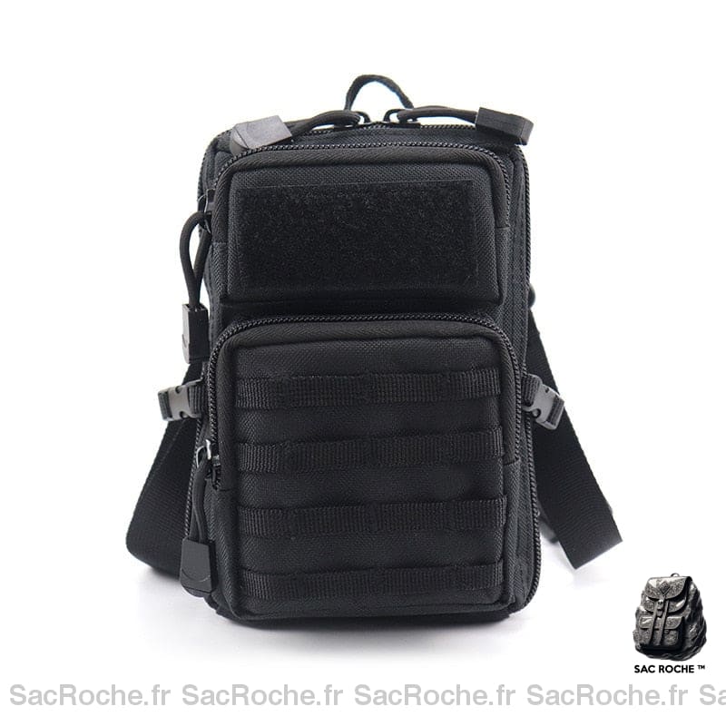 Sac à main tactique avec ceinture de hanche noir avec un fond blanc