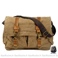 Sac toile bandoulière homme - modèle Marron - Sac Roche ™