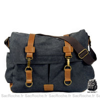 Sac toile bandoulière homme - modèle Noir - Sac Roche ™