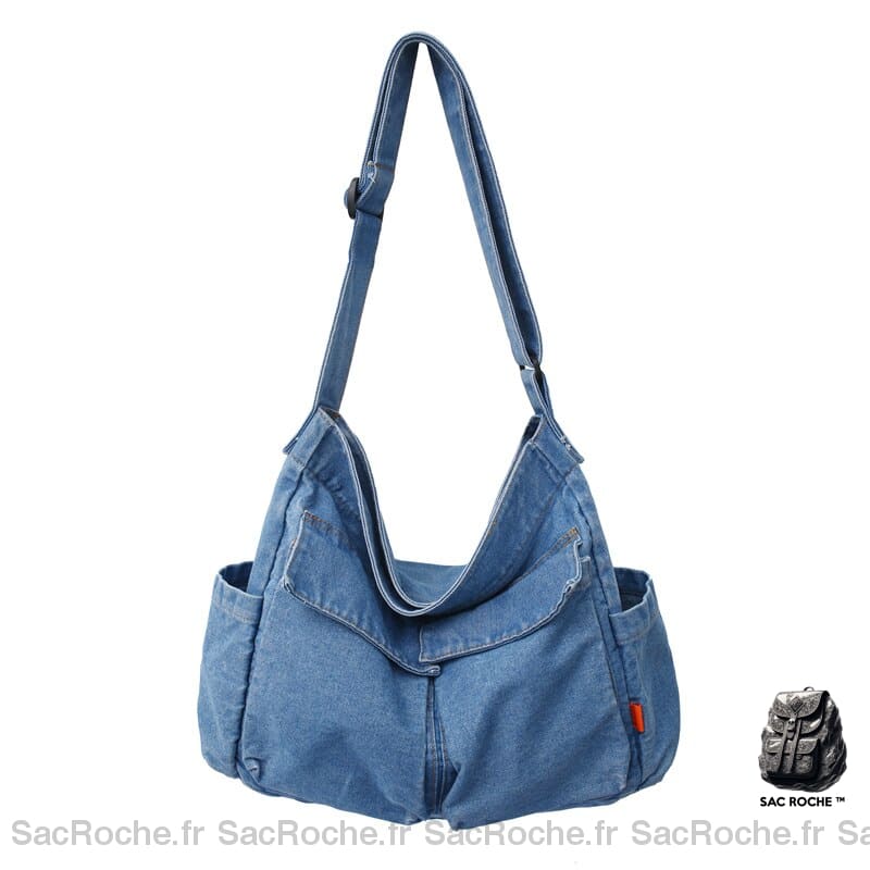 Sac Toile Besace Femme Bleu / 35 X15 X 40Cm