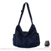 Sac Toile Besace Femme - modèle Bleu marine / 35 x15 x 40cm - Sac Roche ™