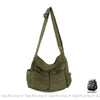Sac Toile Besace Femme Vert Armé / 35 X15 X 40Cm