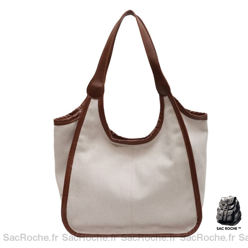 Sac Toile Cuir Femme Décontracté Blanc / 30X13X28Cm À Main