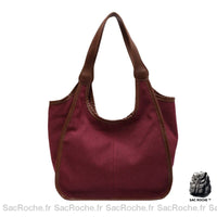 Sac Toile Cuir Femme Décontracté - modèle Bordeaux / 30x13x28cm - Sac Roche ™