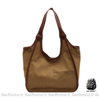 Sac Toile Cuir Femme Décontracté - modèle Kaki / 30x13x28cm - Sac Roche ™