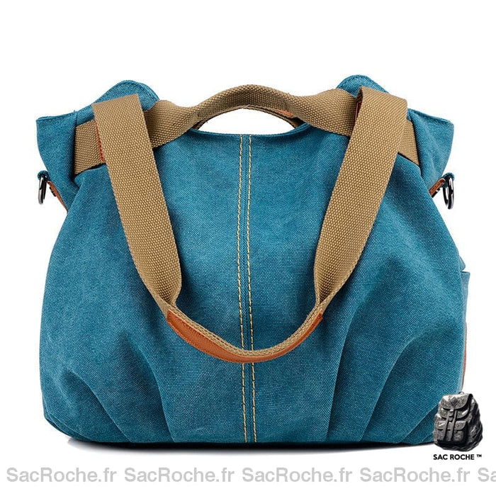 Sac Toile Femme Élégant Bleu / 35 X 22 28Cm À Main