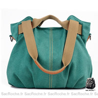 Sac Toile Femme Élégant - modèle Bleu vert / 35 x 22 x 28cm - Sac Roche ™