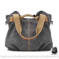 Sac Toile Femme Élégant - modèle Gris / 35 x 22 x 28cm - Sac Roche ™