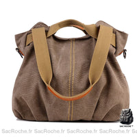 Sac Toile Femme Élégant - modèle Marron / 35 x 22 x 28cm - Sac Roche ™