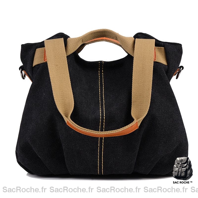 Sac Toile Femme Élégant Noir / 35 X 22 28Cm À Main