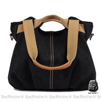 Sac Toile Femme Élégant - modèle Noir / 35 x 22 x 28cm - Sac Roche ™