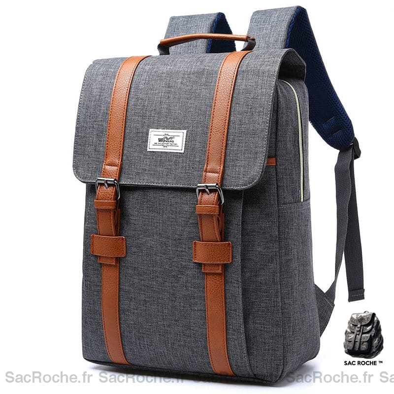 Sac vintage en toile - Gris - Sac à dos Sac à dos scolaire