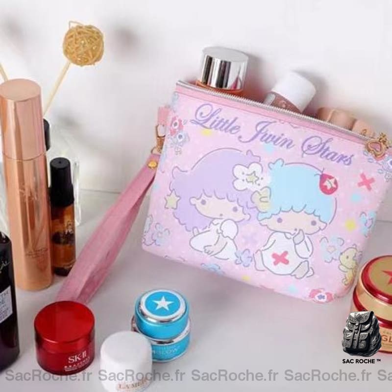 Sac Toilette Pu Motif Dessin Besace Femme