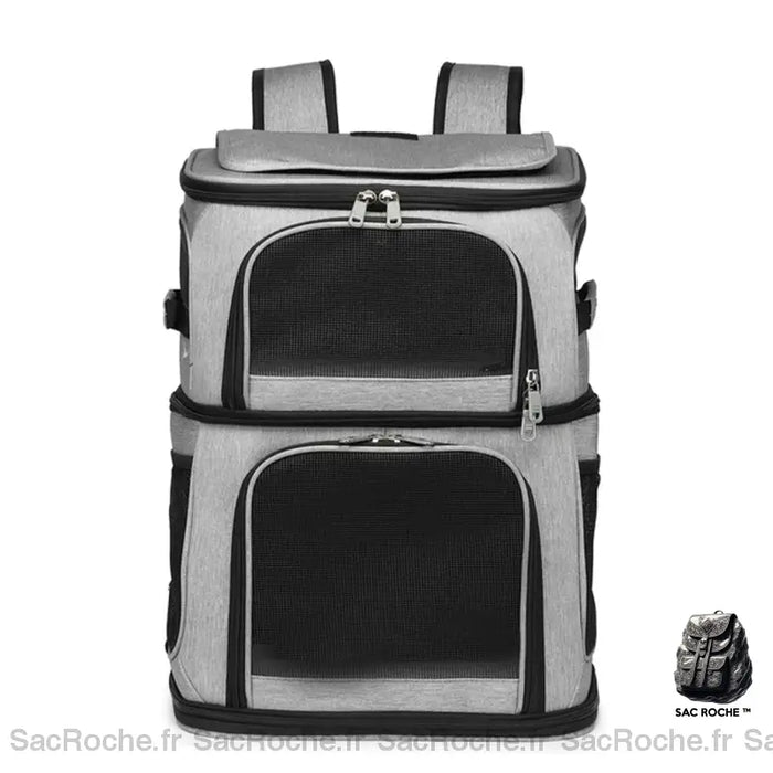 Sac Transport Double Chat Gris Sac À Dos