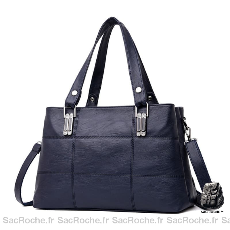 Sac Trapèze Femme Multi-Compartiments - Anses Larges Bleu Sac À Main Femme