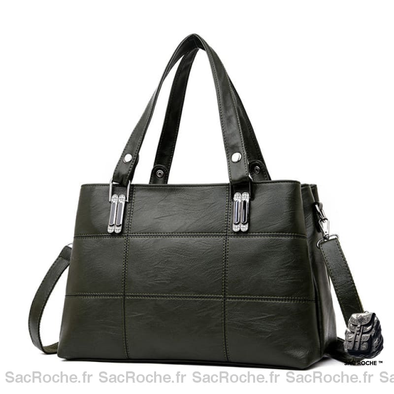 Sac Trapèze Femme Multi-Compartiments - Anses Larges Vert Sac À Main Femme