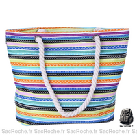 Sac Tressé Corde Femme - modèle Bleu / 46x13x35cm - Sac Roche ™