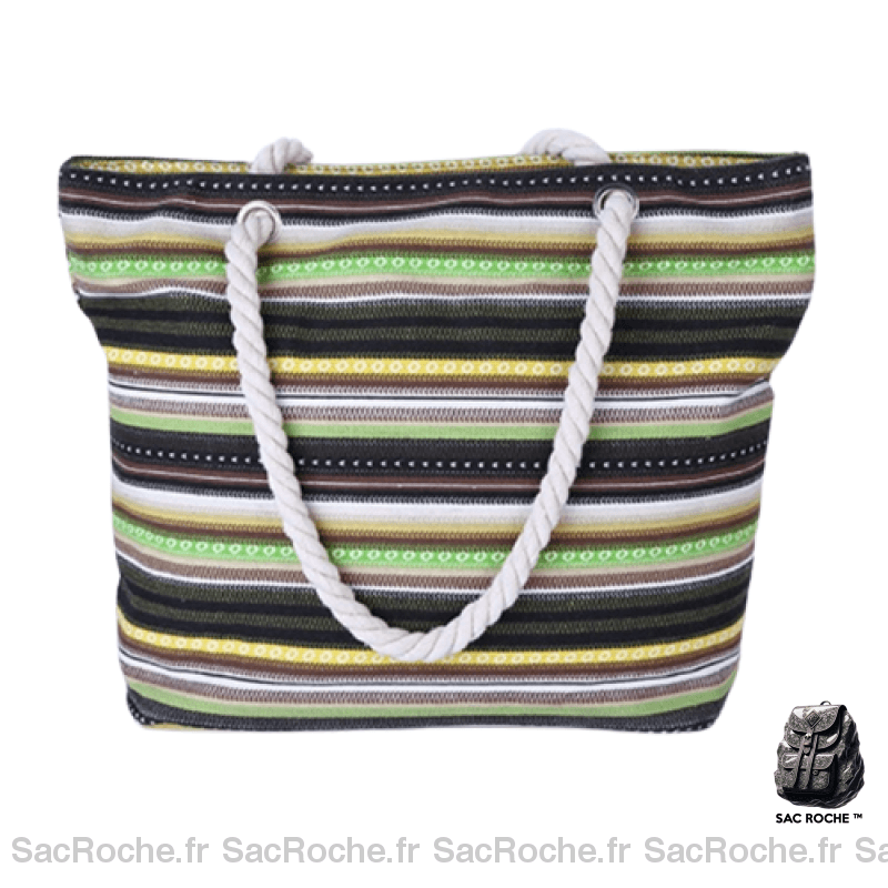 Sac Tressé Corde Femme Vert / 46X13X35Cm À Main