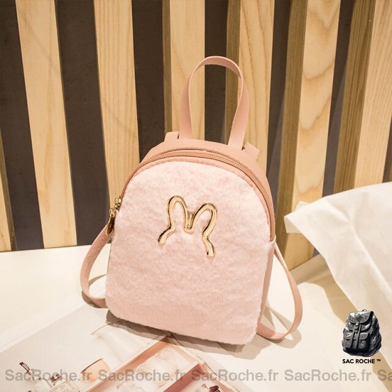 Sac Velours Confortable Rose Petit À Dos Femme