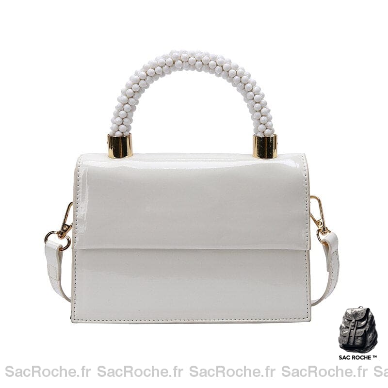 Sac Vernis Femme Noir Blanc / 18X13X5Cm À Main