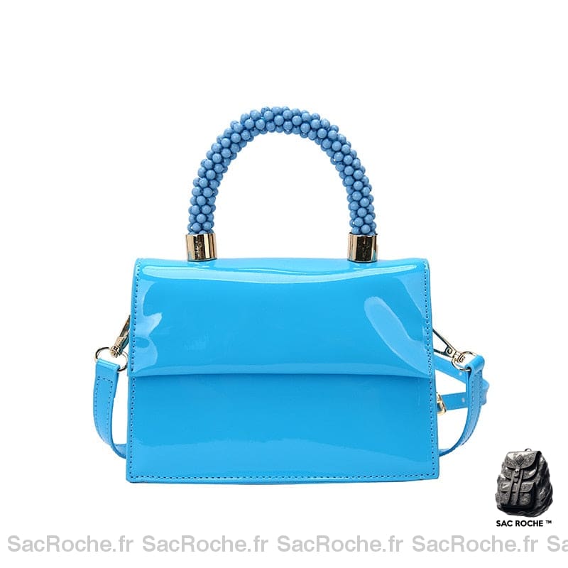 Sac Vernis Femme Noir Bleu / 18X13X5Cm À Main