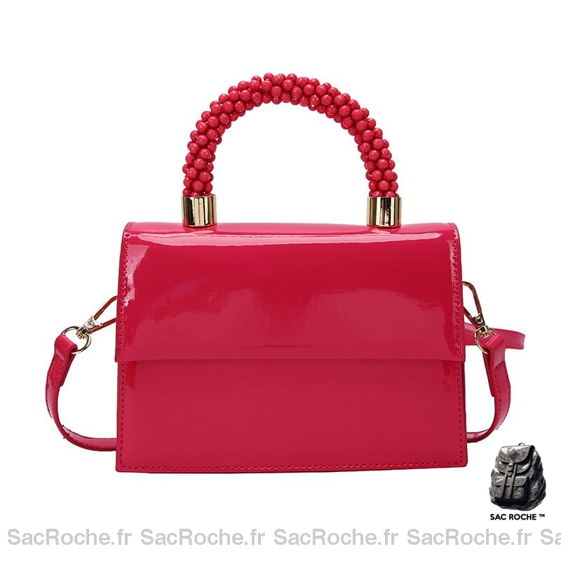 Sac Vernis Femme Noir Fuchsia / 18X13X5Cm À Main