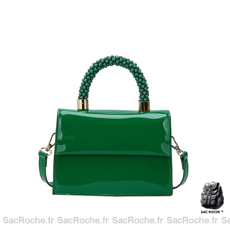 Sac Vernis Femme Noir Vert / 18X13X5Cm À Main