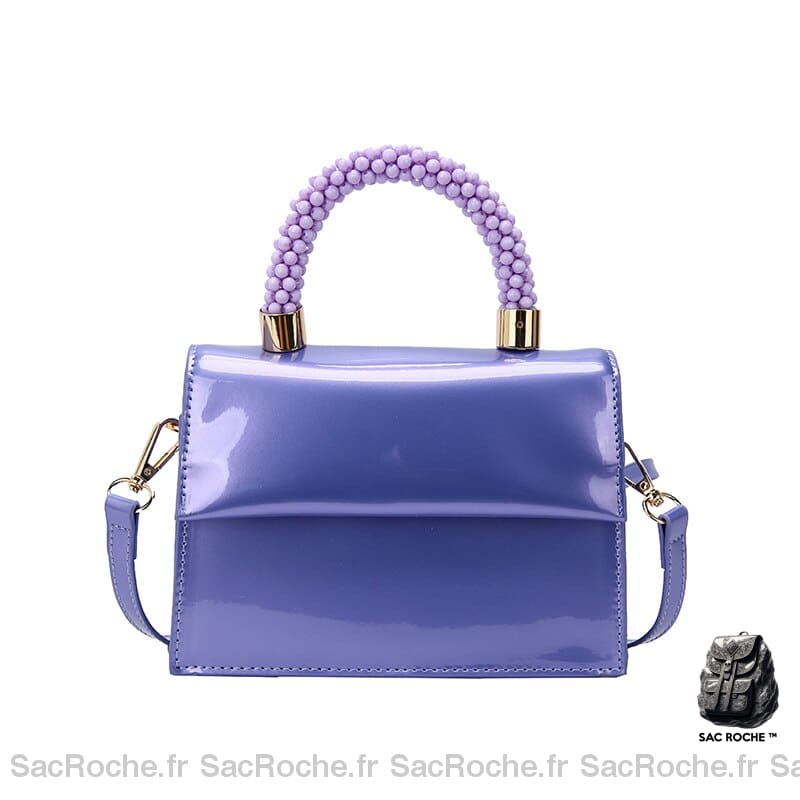 Sac Vernis Femme Noir Violet / 18X13X5Cm À Main